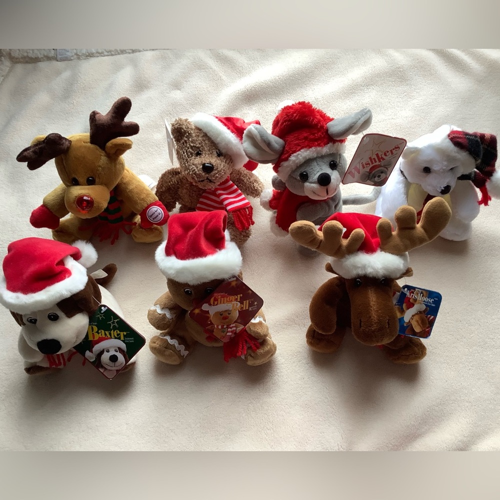 SEARS Vintage Holiday Plush 7 Pce Set 1999 to 2005 Stuffed Animal Christmas Lot - Picture 3 of 16
